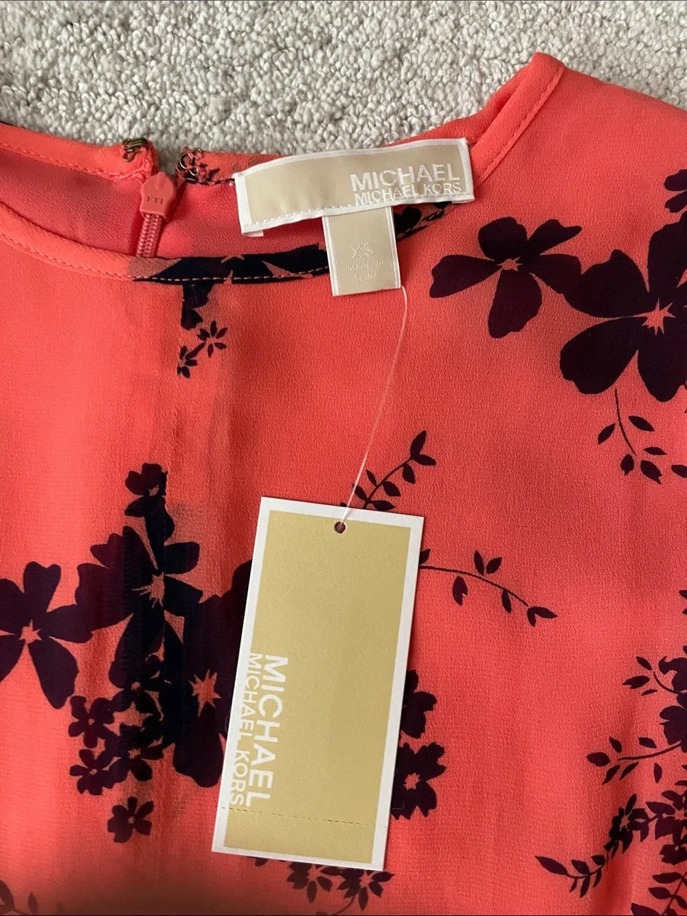 Michael Kors Coral Dress with Dark Floral Print